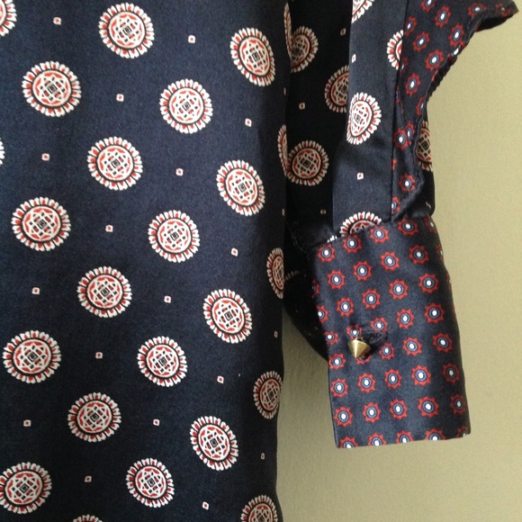 Banana Republic SILK FOULARD DRESS ruffle navy 2 - Picture 7 of 7